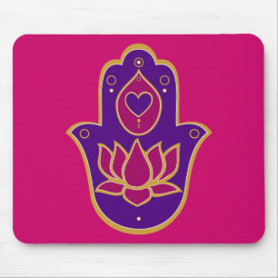 Tapis De Souris Rose de Hamsa Lotus de henné