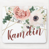 Tapis De Souris Rose de jardin géométrique Anemo personnalisé Pad (Devant)