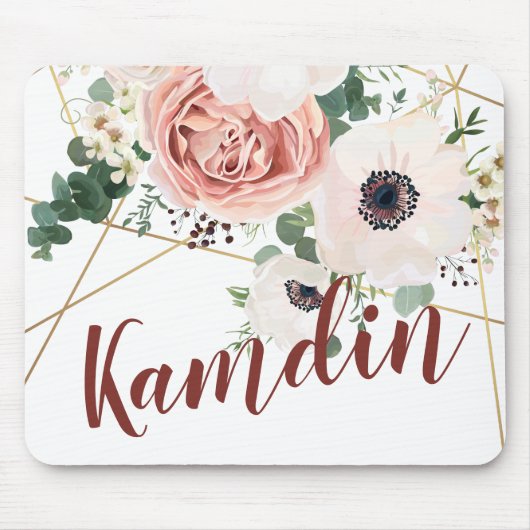 Tapis De Souris Rose de jardin géométrique Anemo personnalisé Pad (Devant)