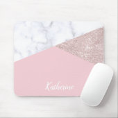 Tapis De Souris Rose de marbre blanc de parties scintillantes (Avec souris)