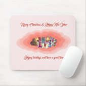 Tapis De Souris rose de Noël (Avec souris)