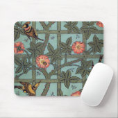Tapis De Souris Rose d'Escalades & Petit Oiseau, William Morris (Avec souris)