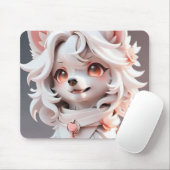 Tapis De Souris Rosé Et Blanc Fluffé (Avec souris)
