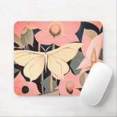 Tapis De Souris Rose et crème - Luna Moth and Moonflowers (Avec souris)