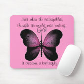 Tapis de souris rose et noir de papillon (Avec souris)