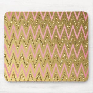 Tapis De Souris Rose et or Chevron Mousepad