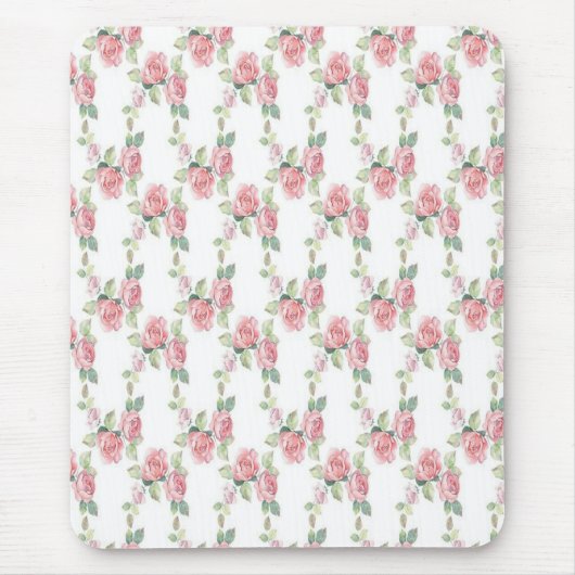 Tapis De Souris Rose Florale Rose Chic Usé (Devant)