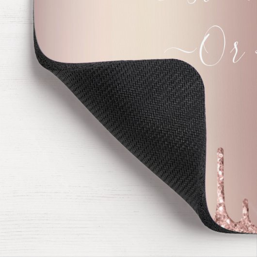 Tapis De Souris Rose Gold Blush Glitter Sparkle Drips Custom Text (Coin)