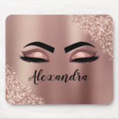 Tapis De Souris Rose Gold Blush Pink Monogram Glitter Eyelashes (Devant)