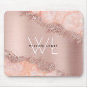 Tapis De Souris Rose Gold Blush rose Agate Géode Parties scintilla (Devant)