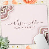 Tapis De Souris Rose Gold Blush Rose Pailleté Géode d'Agate