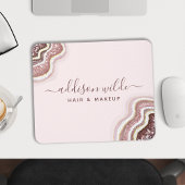Tapis De Souris Rose Gold Blush Rose Pailleté Géode d'Agate