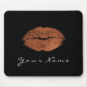 Tapis De Souris Rose Gold Cuivre Noir Blanc Nom Maquillage Lièvres