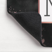 Tapis De Souris Rose Gold Drift Black Girly Monogramme (Coin)