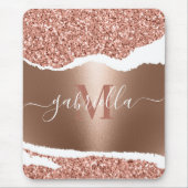 Tapis De Souris Rose Gold Faux et Parties scintillant (Devant)
