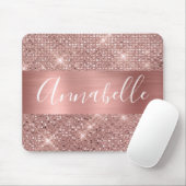 Tapis De Souris Rose Gold Faux Foil Chic (Avec souris)