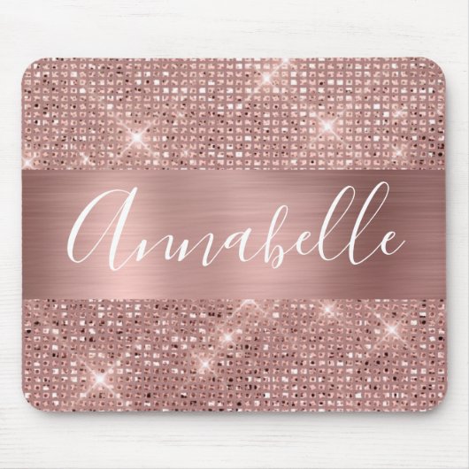 Tapis De Souris Rose Gold Faux Foil Chic (Devant)