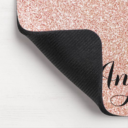 Tapis De Souris Rose Gold Faux Parties scintillant Nom personnalis (Coin)