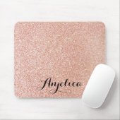 Tapis De Souris Rose Gold Faux Parties scintillant Nom personnalis (Avec souris)