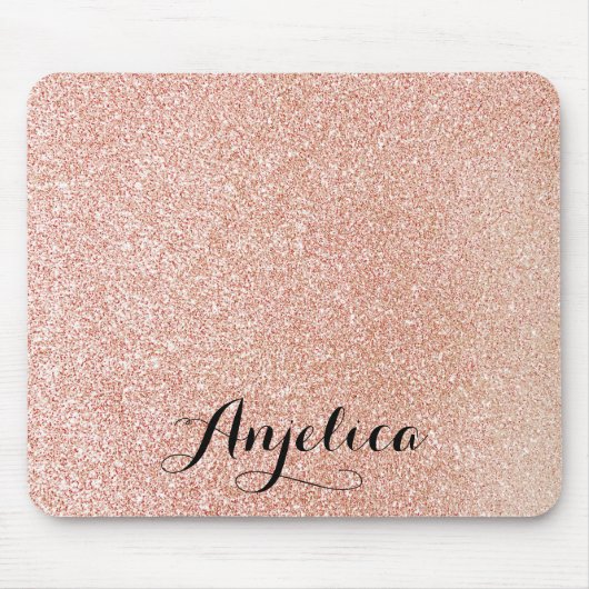 Tapis De Souris Rose Gold Faux Parties scintillant Nom personnalis (Devant)