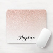 Tapis De Souris Rose Gold Faux Parties scintillant Ombre Nom perso (Avec souris)