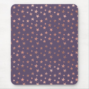 Tapis De Souris Rose Gold Glamouruseux et Étoiles Lavande