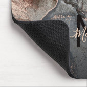 Tapis De Souris Rose Gold Gray Ink Marble Monogram (Coin)