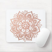 Tapis De Souris Rose Gold Mandala Flower Pink Mousepad (Avec souris)