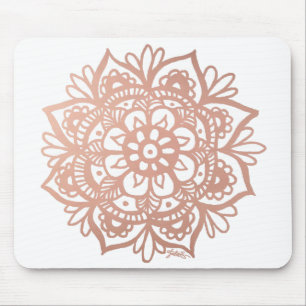 Tapis De Souris Rose Gold Mandala Flower Pink Mousepad