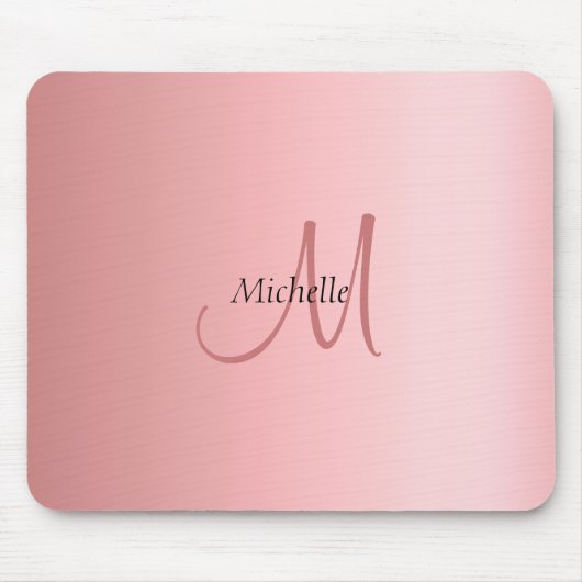 Tapis De Souris Rose Gold Modèle tendance Monogramme élégant (Devant)