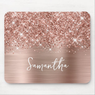 Tapis De Souris Rose Gold Pailleté Glam Nom