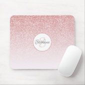 Tapis De Souris Rose Gold Parties scintillant Blush Pink Ombre Nom (Avec souris)