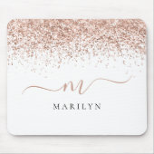 Tapis De Souris Rose Gold Parties scintillant Nom du script Monogr (Devant)