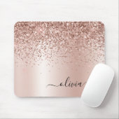 Tapis De Souris Rose Gold - Parties scintillant rose pâle Nom du m (Avec souris)