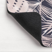 Tapis De Souris Rose Gold Pink Dark Tropical Palm Tree Leaves (Coin)
