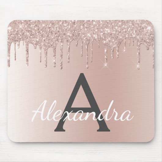 Tapis De Souris Rose Gold - Pink Sparkle Parties scintillant Nom d (Devant)