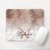 Tapis De Souris Rose  Gold Sequin Parties scintillant Marbre Ombre (Avec souris)