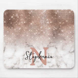 Tapis De Souris Rose  Gold Sequin Parties scintillant Marbre Ombre