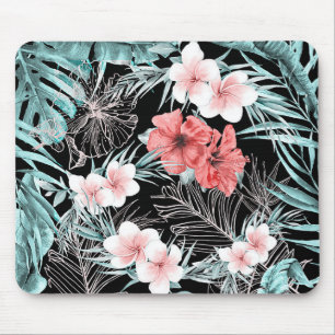 Tapis De Souris Rose Gold Tropicale Botanique Île Paradis Chic