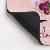 Tapis De Souris Rose Gold Unicorn Éparkle Princesse Monogramme Nom (Coin)