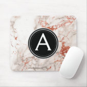 Tapis De Souris Rose Marbre Or Monogramme Pad de souris moderne (Avec souris)