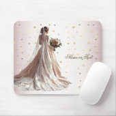 Tapis De Souris Rose Mariée d'hiver Mariée Golden Shiny Heart Part (Avec souris)