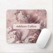 Tapis De Souris Rose moderne Gras Or & Blush Marblé Nom (Avec souris)