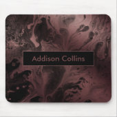 Tapis De Souris Rose moderne Gras Or & Noir Marbré Nom (Devant)