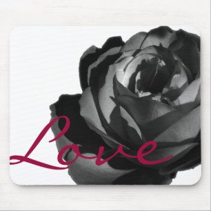 Tapis de souris Rose noire rouge fleurie