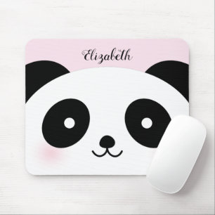 Tapis De Souris Rose nommé fait sur commande d'ours panda mignon