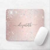 Tapis De Souris Rose or argent parties scintillant poussière monog (Avec souris)