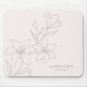 Tapis De Souris Rose pâle | Flore minimale chic (Devant)