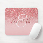 Tapis De Souris Rose Parties scintillant or Blush Ombre Monogram (Avec souris)