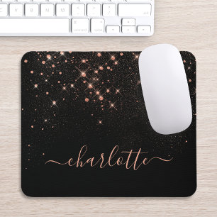 Tapis De Souris Rose Parties scintillant Or Élégant Script glamour